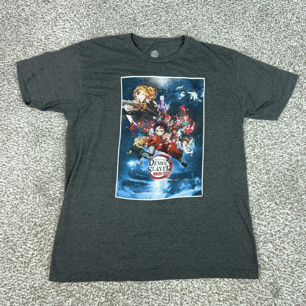 Demon Slayer Shirt Mens‎ Large Gray Mugen Train Anime Graphic Tee Movie Tanjiro